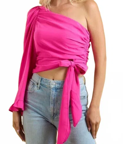 Glam Barbie One Shoulder Blouse In Pink