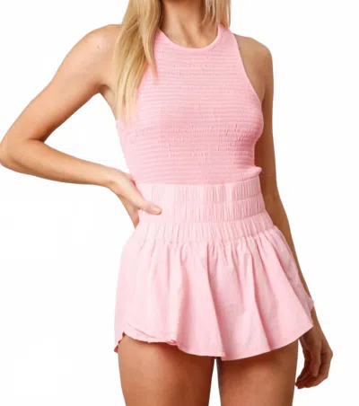 Peach Love Lynn Smocked Chest Romper In Pink In Pink