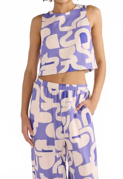 Minkpink Iris Crop Tank Top In Blue/ Geometric