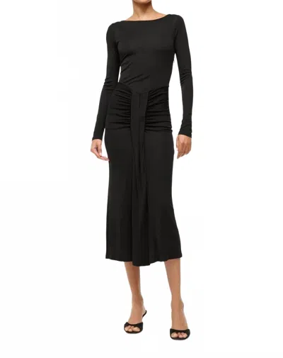 Staud Black Gres Midi Dress In Black