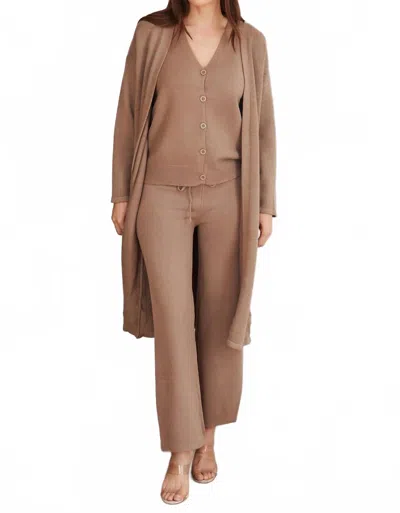 Venti6 Knit Vest, Knit Pants And Long Cardigan 3 Pc Set In Mocha