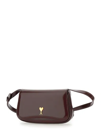 Ami Alexandre Mattiussi Ami Paris 'paris Paris' Bordeaux Crossbody Bag With Adc Patch On The Front In Leather Woman