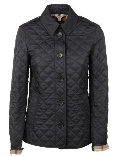 Shop Burberry Quilted Jacket In Navy