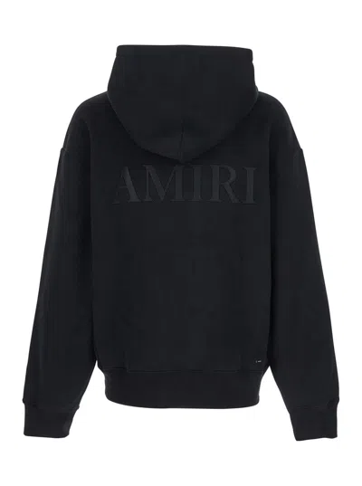 Amiri Black Hoodie With Fixed Hood And Logo Lettering On Front And Rear