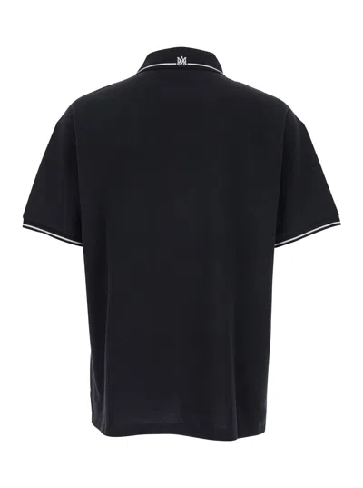 Amiri Black Polo Shirt With Classic Collar And Logo Embroidery On The Front