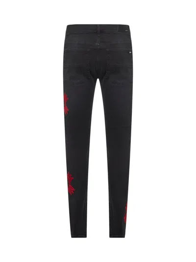 Amiri Men Black Denim Ma Quad Applique Skinny Jeans In Black