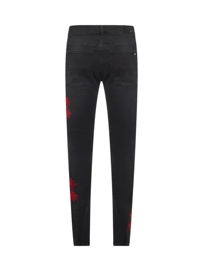 Amiri Men Black Denim Ma Quad Applique Skinny Jeans In Black