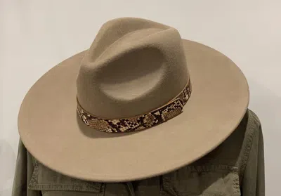 Lucca Women's Snake Trim Fedora Hat In Taupe