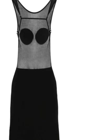 Jacquemus Backless Sheer Panel Midi Dress In Black
