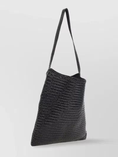 Dragon Diffusion Structured Buffalo Leather Shoulder Bag In Black