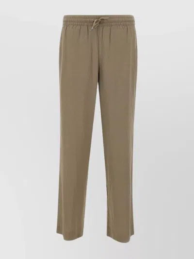 Emporio Armani Jogger Trousers With Linen And Viscose Blend In Brown