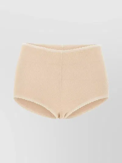 Blumarine Cotton Culotte Rhinestone Shorts In Neutral