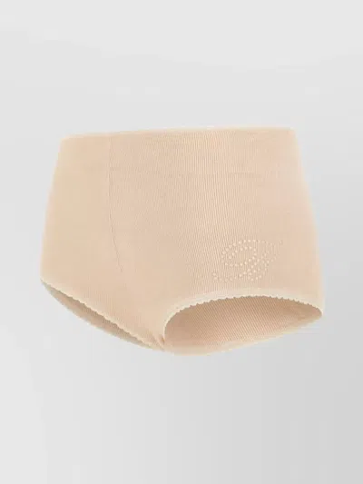 Blumarine Cotton Culotte Rhinestone Shorts In Neutral