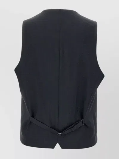 Hugo Boss Wool Fabric Sleeveless Vest With Adjustable Back Strap In Black