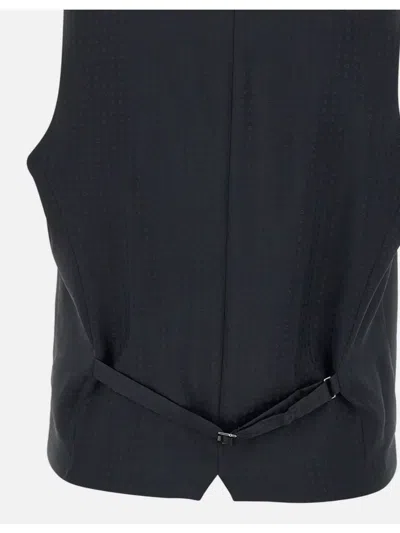 Hugo Boss Wool Fabric Sleeveless Vest With Adjustable Back Strap In Black