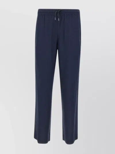 Emporio Armani Linen Viscose Blend Jogger Trousers In Blue