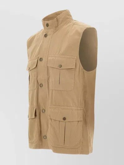 Barbour Beige 'casual Corbridge' Vest In Cotton With Pockets In Neutral