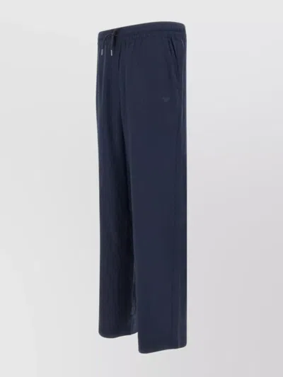 Emporio Armani Linen Viscose Blend Jogger Trousers In Blue