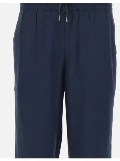 Emporio Armani Linen Viscose Blend Jogger Trousers In Blue