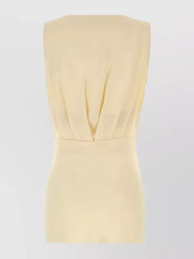 Elisabetta Franchi Boat Neckline Bustier Corset Midi Dress In Neutral
