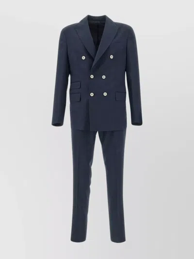 Eleventy Wool Silk Linen Tailored Suit In Blue