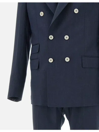 Eleventy Wool Silk Linen Tailored Suit In Blue