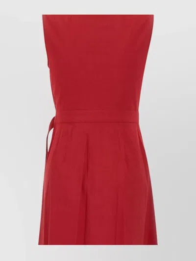 Theory Sleeveless A-line Wrap Dress In Good Linen In Red