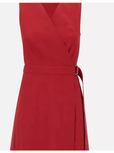 Theory Sleeveless A-line Wrap Dress In Good Linen In Red