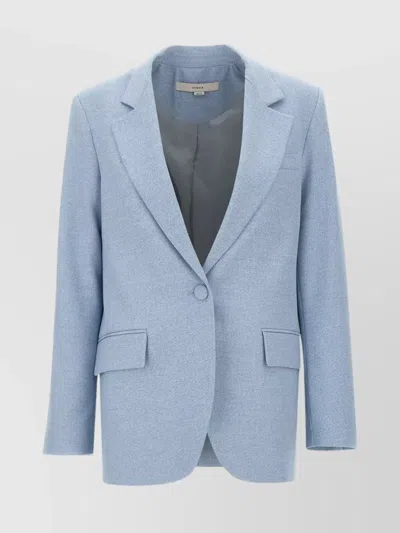 Remain Birger Christensen Cropped Sleeve Blazer Peak Lapel In Blue