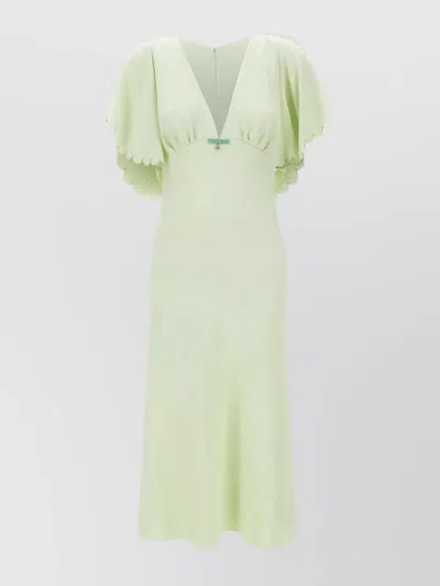 Elisabetta Franchi Viscose Crepe Dress Emerald Embroidery In Green