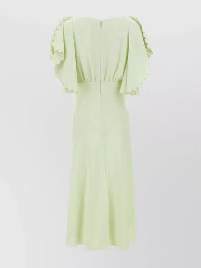 Elisabetta Franchi Viscose Crepe Dress Emerald Embroidery In Green