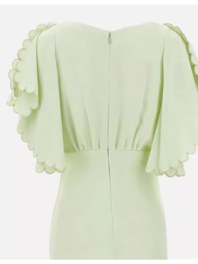 Elisabetta Franchi Viscose Crepe Dress Emerald Embroidery In Green