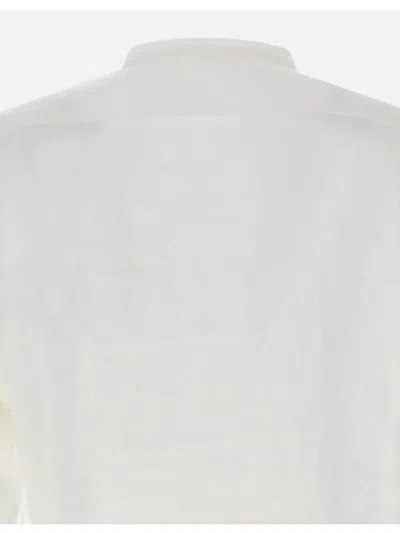 Mc2 Saint Barth Naxos Linen Shirt With Mandarin Collar In Neutral