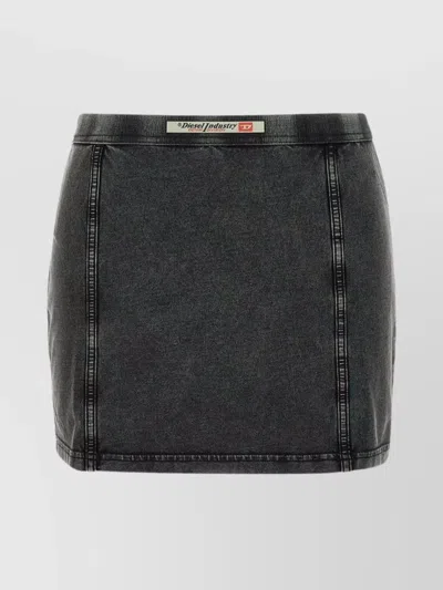 Diesel Stretch Cotton Mini Skirt With Contrast Stitching