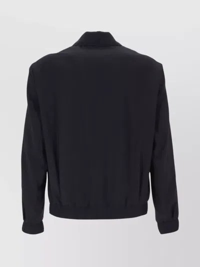 Hugo Boss Collared Buttoned Jacket Ribbed Hem In Black