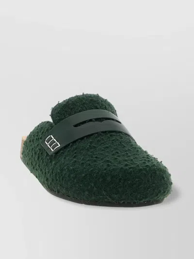 Jw Anderson Slip-on Mules With Fuzzy Texture And Buckle Detail