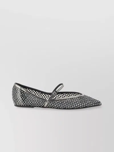 Le Silla Embellished Pointed Toe Ballet Flats With Textured Surface