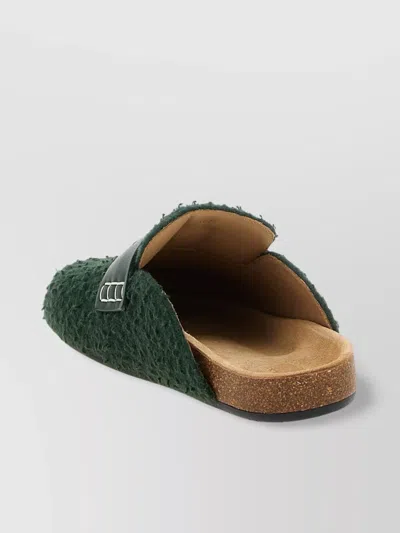 Jw Anderson Slip-on Mules With Fuzzy Texture And Buckle Detail