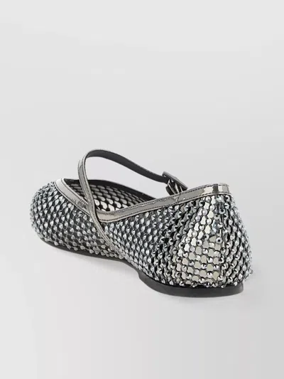 Le Silla Embellished Pointed Toe Ballet Flats With Textured Surface
