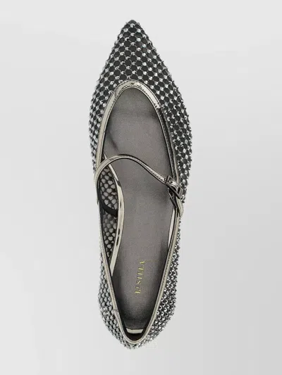 Le Silla Embellished Pointed Toe Ballet Flats With Textured Surface