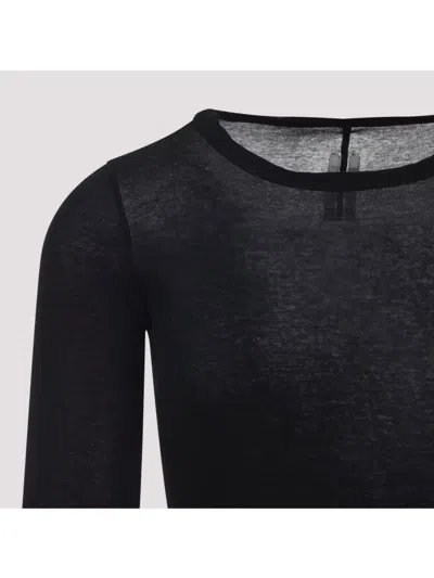 Rick Owens Long-sleeved Top With Subtle Back Closure In Black