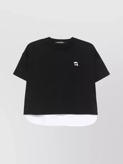Karl Lagerfeld Monochrome Cotton T-shirt With Extended Back