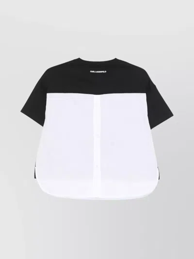 Karl Lagerfeld Monochrome Cotton T-shirt With Extended Back