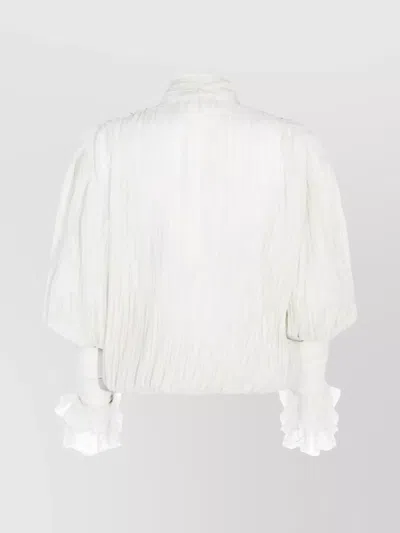 Blumarine Sheer Silk Chiffon Blouse With Bow Detail In White