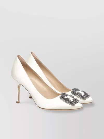 Manolo Blahnik Crystal Buckle Almond Toe Pumps