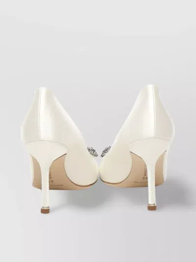 Manolo Blahnik Crystal Buckle Almond Toe Pumps