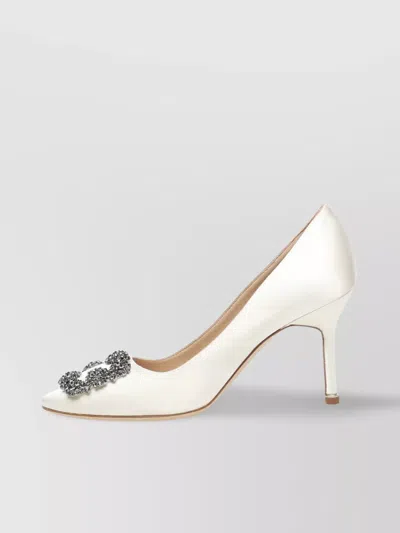 Manolo Blahnik Crystal Buckle Almond Toe Pumps