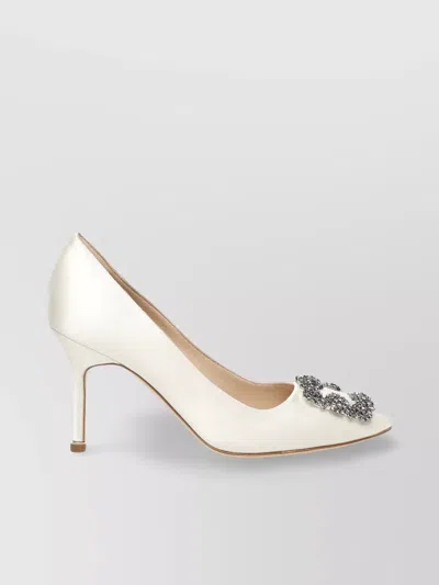 Manolo Blahnik Crystal Buckle Almond Toe Pumps