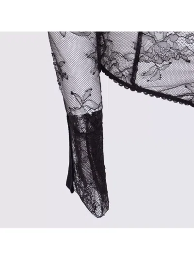 Blumarine Sheer Lace Long Sleeves Scalloped Edges In Gray