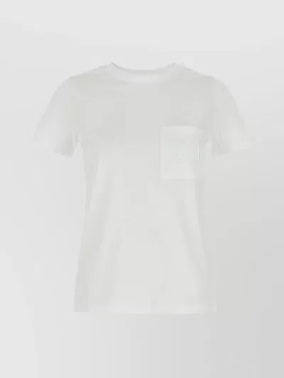 Max Mara Papaia Cotton T-shirt Chest Pocket In White